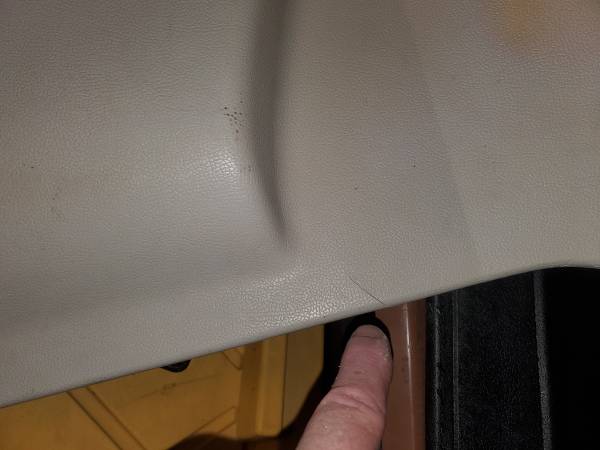Cream colored 1970 to 1977 AMC Gremlin rear inner quarter/door panel