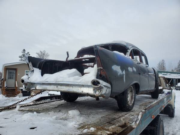 1957 chevy 4 door sedan rolling shell