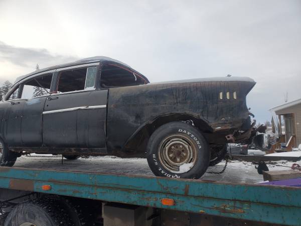 1957 chevy 4 door sedan rolling shell